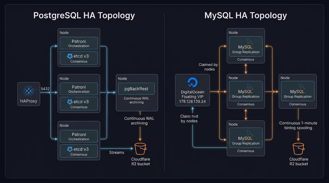 Database HA Topologies: PostgreSQL HA vs MySQL HA Architecture